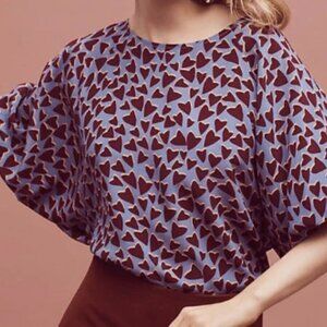 MAEVE Women's Heart Blouse M 100% Silk